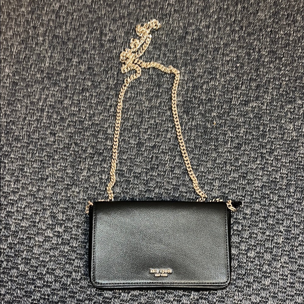 Kate Spade Black and Gold Crossbody Bag with Chain Strap